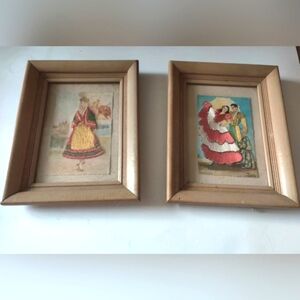 Vintage Elsi Gumier Framed Embroidered Postcards.